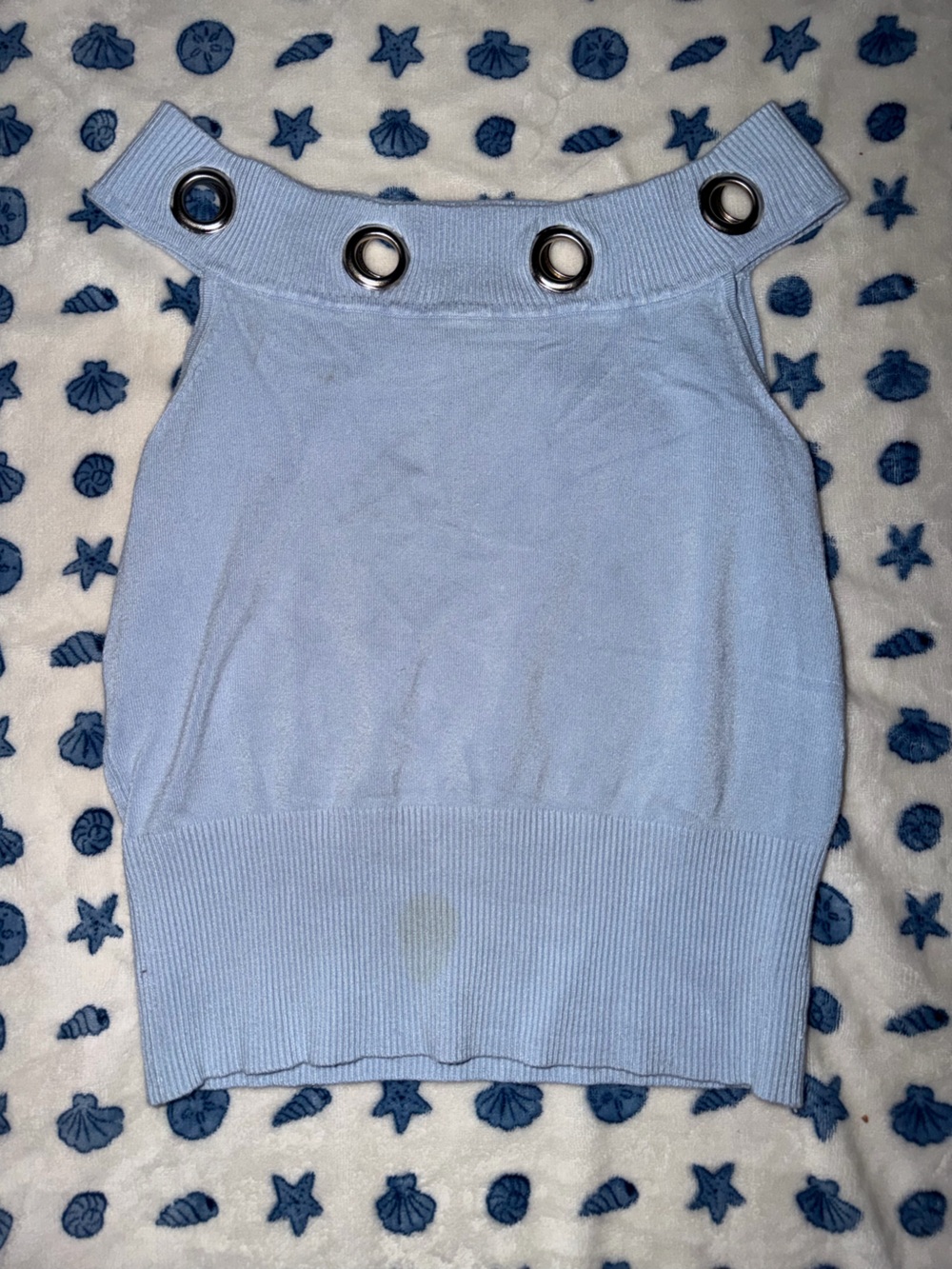 Light Blue Tank Top with Grommet Detailing